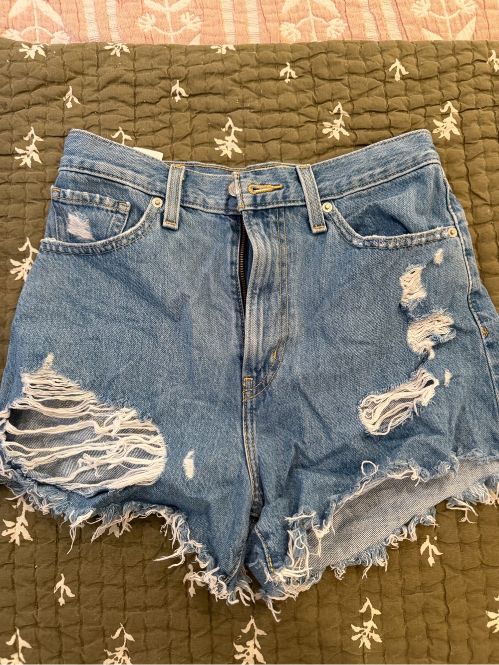 Levi's Distressed Light Blue Denim Cutoff Shorts